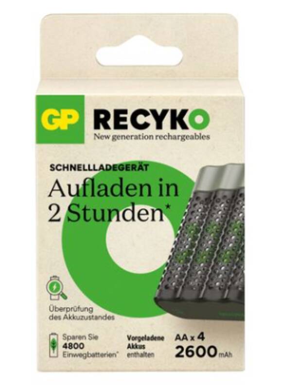 USB-Ladegerät GP M451, inkl. 4 x ReCyko AA 2600 mAh