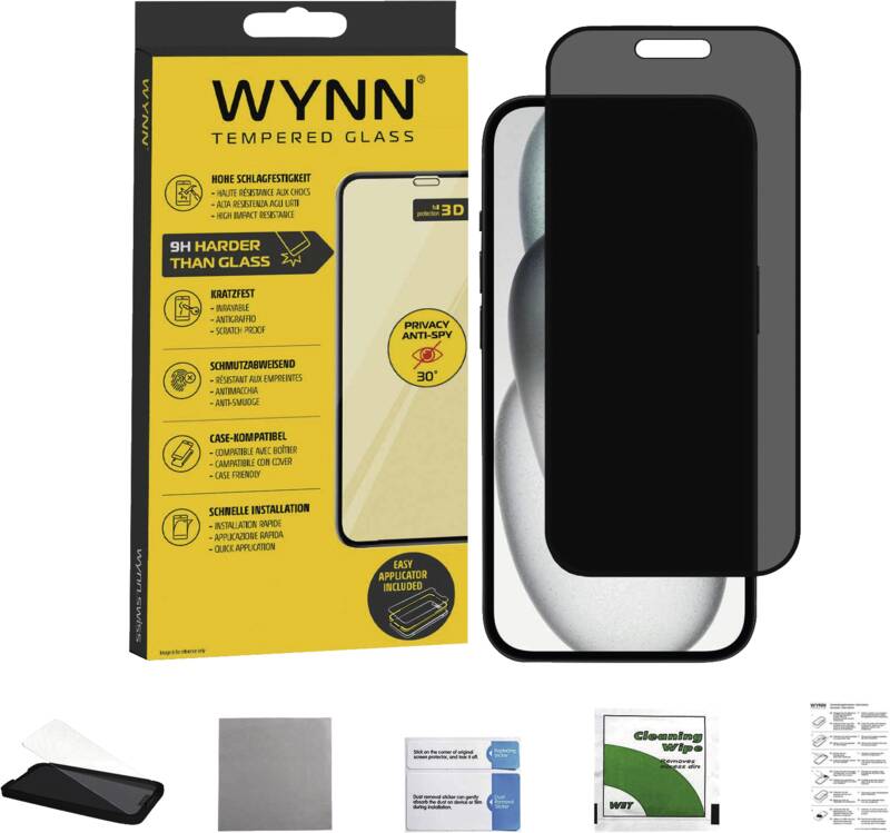 3D Privacy Schutzglas iPhone 16 - 30° 2-Weg Schutz