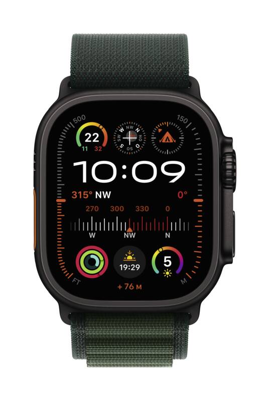 Watch Ultra 2, GPS + Cellular, 49mm, Titan, Gr. M, dunkelgrü