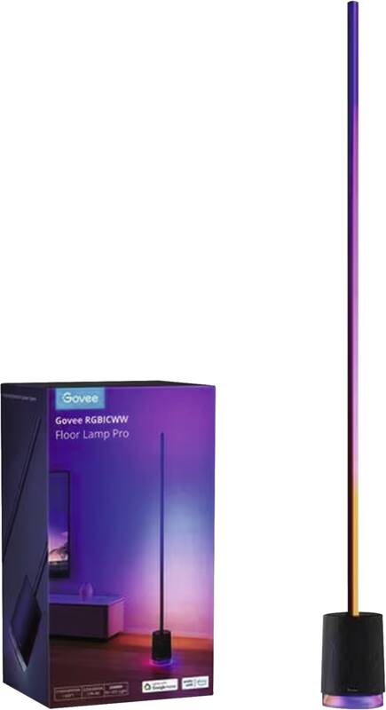 Lyra RGBICWW Eck-Stehleuchte mit Lautsprecher, Schwarz