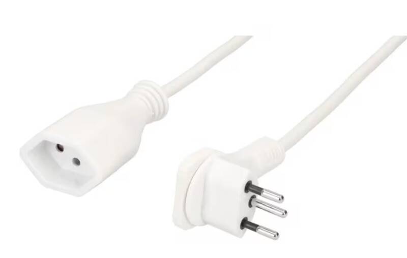 TD-Verlängerung H05VV-F3G1.0 5m weiss Flachwinkelstecker Typ