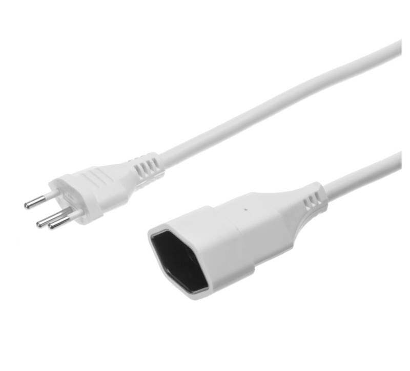 TD-Verlängerung H05VV-F3G1.5 10m weiss BS Typ 12 / Typ 13