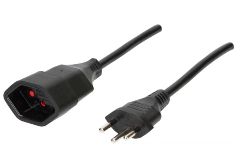 TD-Verlängerung H05VV-F3G1.5 10m schwarz BS Typ 12 / Typ 13