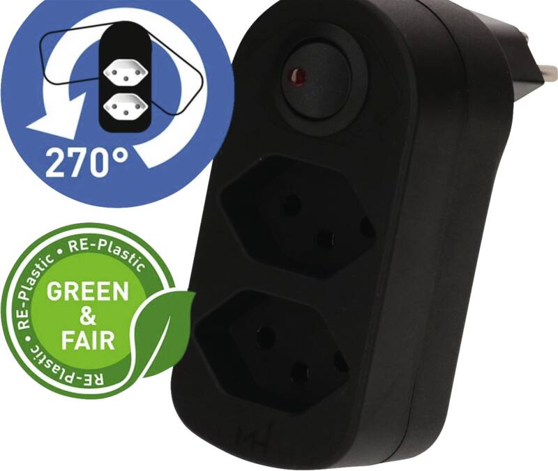 ADAPT 2x Typ 13 sw drehbar Schalter Green+Fair
