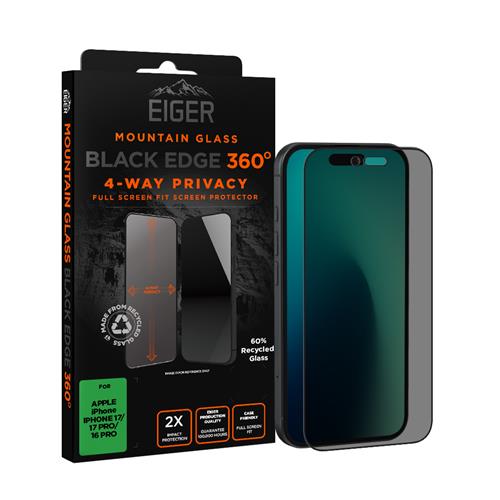 iPhone 17 / 17 Pro / 16 Pro, Mountain Glass Black Edge 360