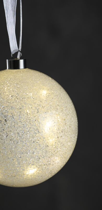 GLASS BALL SNOW W/15LED Ø15CM BATTERY BOX