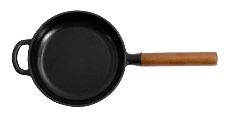 Gussbratpfanne "Medium", Gusseisen, schwarz mit Holzgriff
