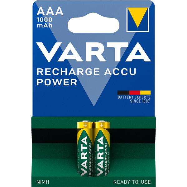Wiederaufladbarer Ni-MH-Akku AAA | 1.2 V DC | 1000 mAh | vorgeladen | 2-Blister-Karte - handy.ch