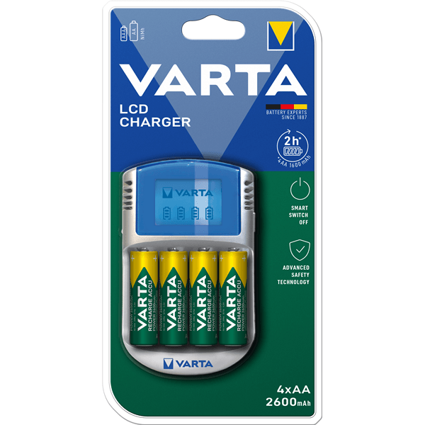 NiMH-Akku-Ladegerät AA / AAA | 1.2 V DC | 4x AA/HR6 2600 mAh | Ladeerhaltung | Euro / Typ-C (CEE 7/16) | Batterietyp Energie: AA - handy.ch