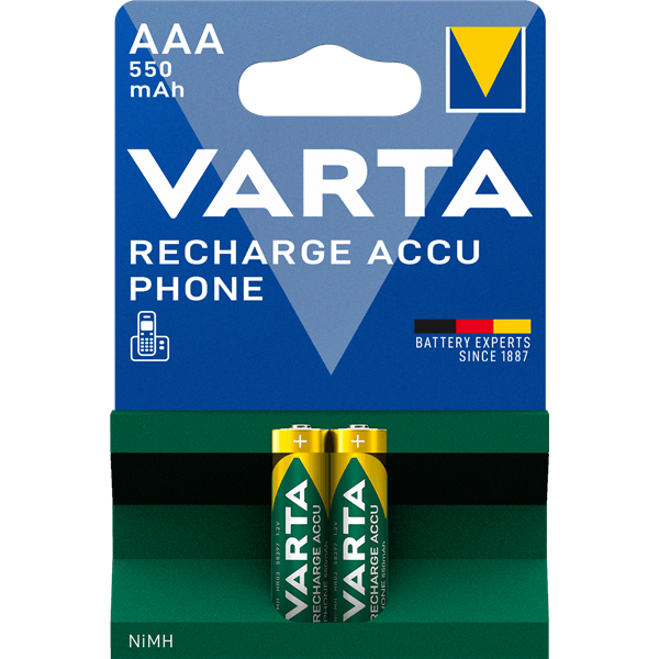 Wiederaufladbarer Ni-MH-Akku AAA | 1.2 V DC | 550 mAh | vorgeladen | 2-Blister-Karte - handy.ch