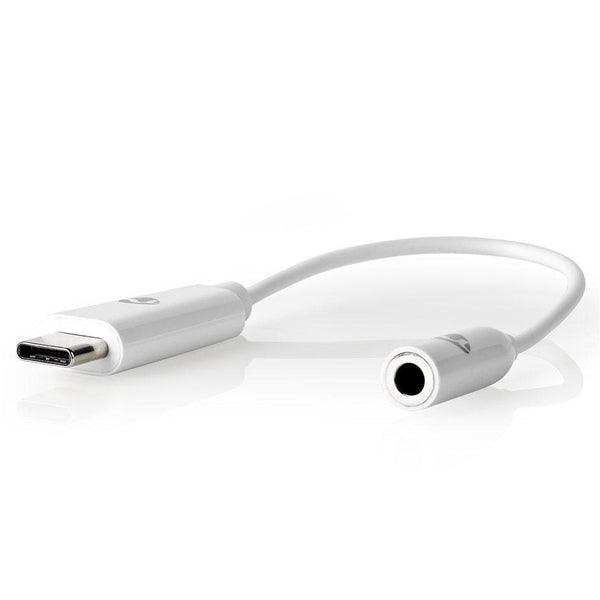 USB-C Adapter | USB 3.1 | USB-C Stecker | 3.5 mm Buchse | 0.15 m | Rund | Vernickelt | PVC | Weiss | Box - handy.ch