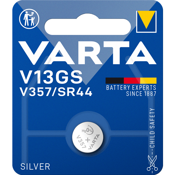 Silber-Oxid-Batterie SR44 | 1.55 V DC | 155 mAh | 1-Blister | Uhr | Silber - handy.ch