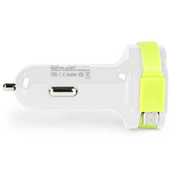 Auto-Ladegerät 3-Ausgänge 6 A 2x USB / Micro USB Weiss/Grün - handy.ch