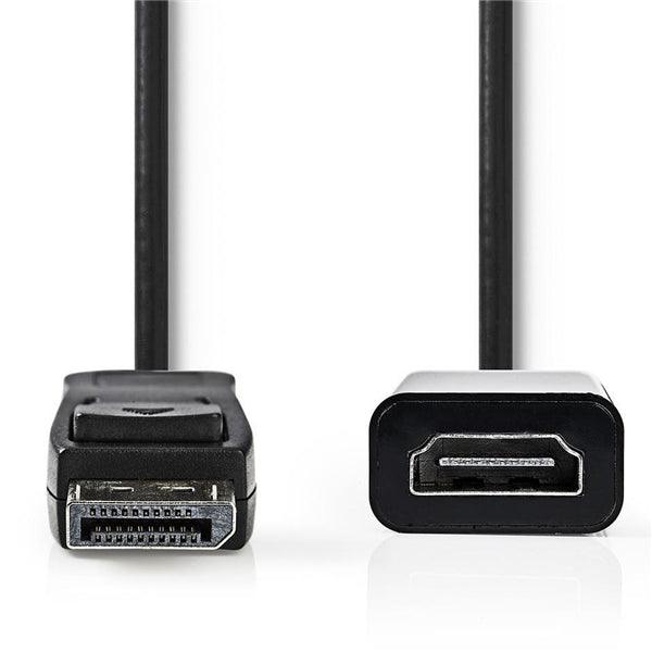 Displayport-Kabel | DisplayPort Stecker | HDMI Ausgang | 4K@30Hz | Vernickelt | 0.20 m | Rund | PVC | Schwarz | Box - handy.ch