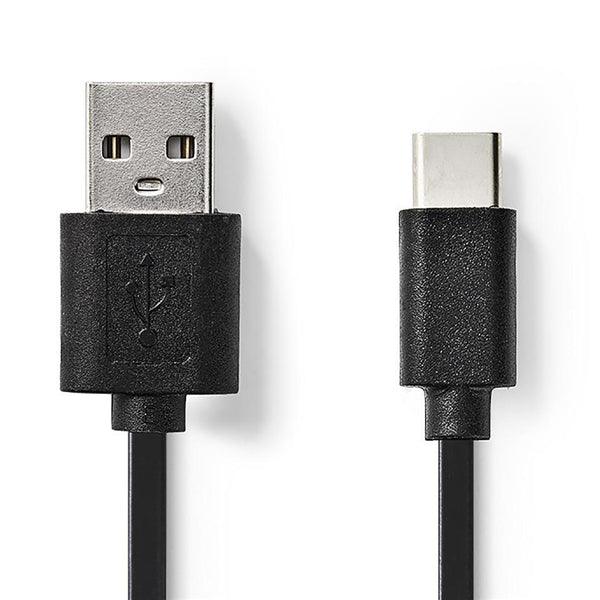 USB-Kabel | USB 2.0 | USB-A Stecker | USB-C Stecker | 15 W | 480 Mbps | Vernickelt | 2.00 m | Rund | PVC | Schwarz | Umschlag - handy.ch