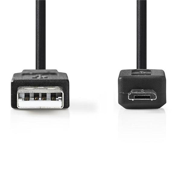 USB-Kabel | USB 2.0 | USB-A Stecker | USB Micro-B Stecker | 480 Mbps | Vernickelt | 2.00 m | Rund | PVC | Schwarz | Box - handy.ch