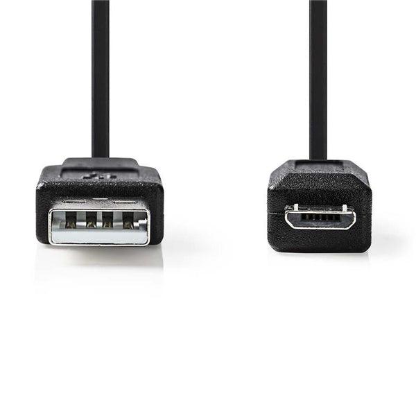 USB-Kabel | USB 2.0 | USB-A Stecker | USB Micro-B Stecker | 480 Mbps | Vernickelt | 2.00 m | Aufgerollt | PVC | Schwarz | Umschlag - handy.ch