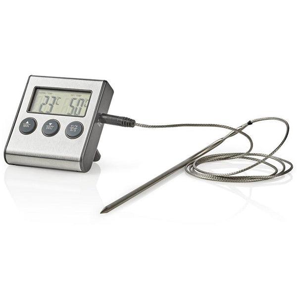 Fleischthermometer | Alarm / Timer | LCD-Anzeige | 0 - 250 °C | Schwarz / Silber - handy.ch