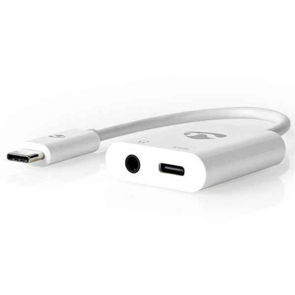 USB Multi-Port-Adapter | USB 3.1 | USB-C Stecker | USB-C Buchse / 3.5 mm Buchse | 0.15 m | Rund | Vernickelt | PVC | Weiss | Verpackung mit Sichtfenster - handy.ch
