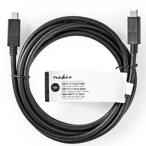 USB-Kabel | USB 3.2 Gen 2 | USB-C Stecker | USB-C Stecker | 15 W | 10 Gbps | Vernickelt | 1.00 m | Rund | PVC | Schwarz | Aufhänger - handy.ch