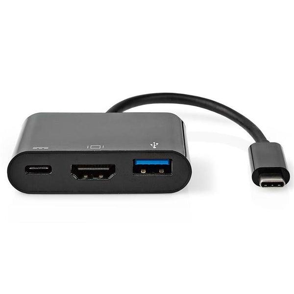 USB Multi-Port-Adapter | USB 3.1 | USB-C Stecker | HDMI Ausgang / USB-A Buchse / USB-C Buchse | 5 Gbps | 0.20 m | Rund | Vernickelt | PVC | Schwarz | Aufhänger - handy.ch