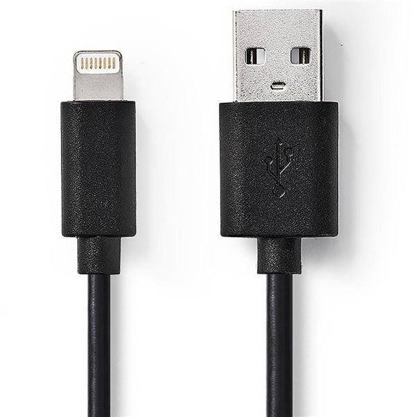 Lightning Kabel | USB 2.0 | Apple Lightning 8-Pin | USB-A Stecker | 480 Mbps | Vernickelt | 1.00 m | Rund | PVC | Schwarz | Box - handy.ch