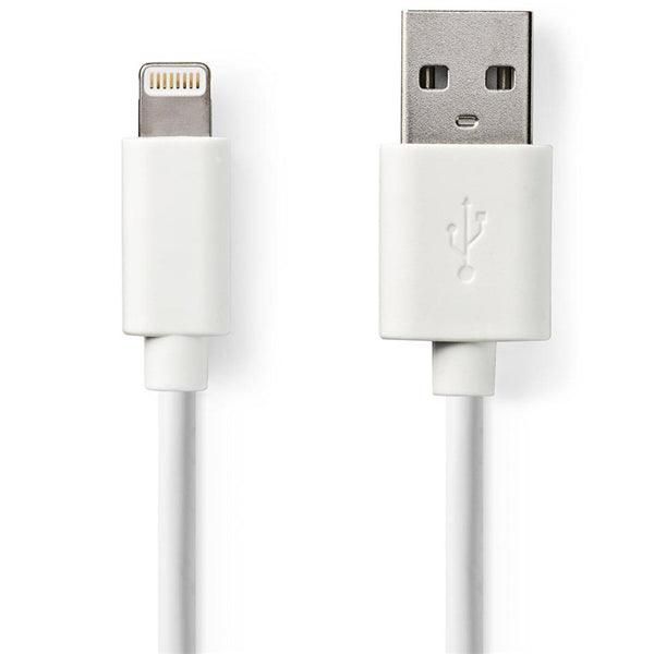 Lightning Kabel | USB 2.0 | Apple Lightning 8-Pin | USB-A Stecker | 480 Mbps | Vernickelt | 2.00 m | Rund | PVC | Weiss | Box - handy.ch