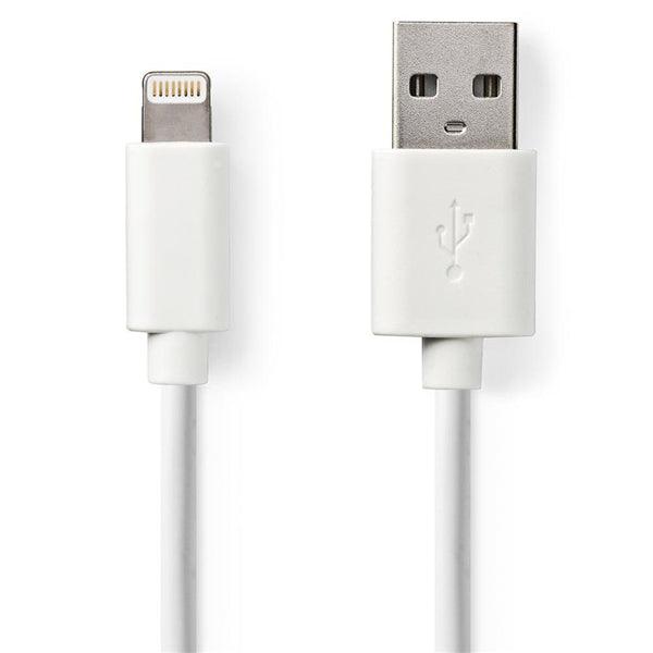 Lightning Kabel | USB 2.0 | Apple Lightning 8-Pin | USB-A Stecker | 480 Mbps | Vernickelt | 3.00 m | Rund | PVC | Weiss | Box - handy.ch