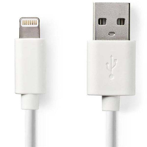 Lightning Kabel | USB 2.0 | Apple Lightning 8-Pin | USB-A Stecker | 480 Mbps | Vernickelt | 1.00 m | Rund | PVC | Weiss | Aufhänger - handy.ch