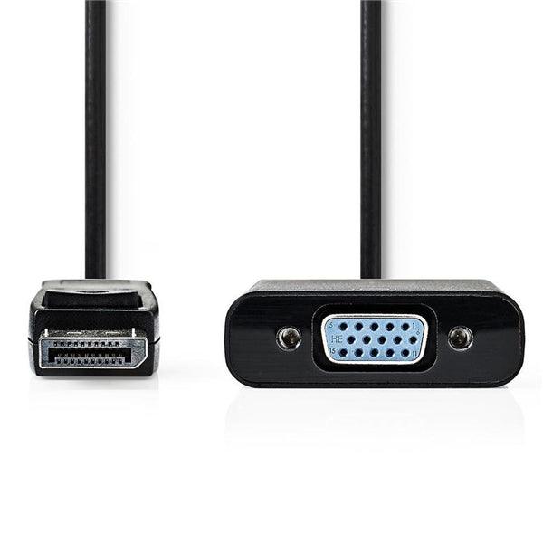 VGA-Kabel | DisplayPort Stecker | VGA Buchse | Vernickelt | Maximale Auflösung: 1080p | 0.20 m | Rund | PVC | Schwarz | Plastikbeutel - handy.ch