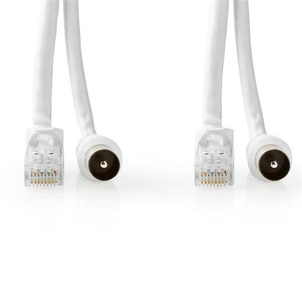 Coax & Cat6 Kombikabel | IEC (Coax) Stecker / RJ45 Stecker | IEC (Coax) Buchse / RJ45 Stecker | Vernickelt | RG58 | 75 Ohm | Doppelt geschirmt | 5.00 m | Rund | PVC | Weiss | Umschlag - handy.ch
