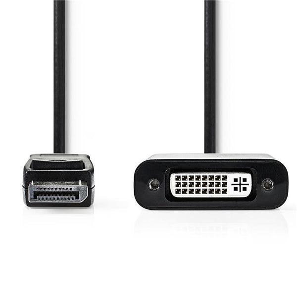 Displayport-Adapter | DisplayPort Stecker | DVI-D 24+1-Pin Buchse | 1080p | Vernickelt | Gerade | 0.20 m | Rund | PVC | ABS | Schwarz | Box - handy.ch