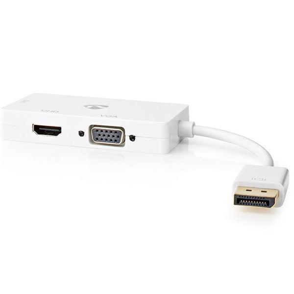 Displayport-Adapter | DisplayPort Stecker | DVI-D 24+1-Pin Buchse / HDMI Buchse / VGA Buchse | 4K@60Hz | Vergoldet | Schaltbar | 0.20 m | Rund | ABS | ABS | Weiss | Box - handy.ch
