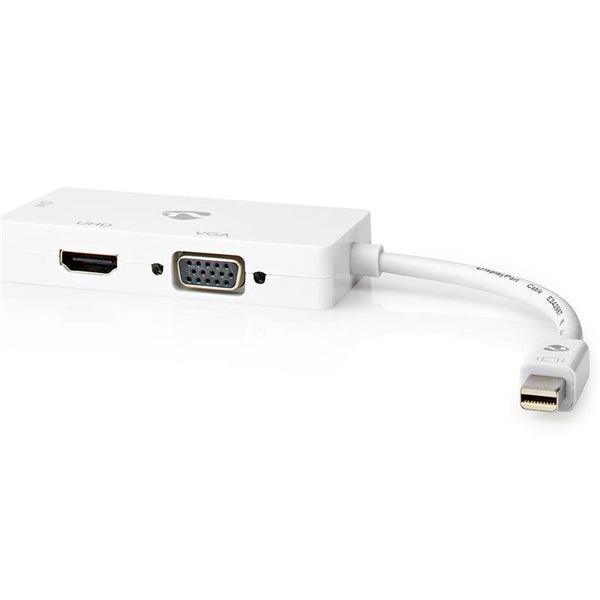 Displayport-Adapter | Mini DisplayPort Stecker | DVI-D 24+1-Pin Buchse / HDMI Buchse / VGA Buchse | 4K@60Hz | Vernickelt | Schaltbar | 0.20 m | Rund | ABS | ABS | Weiss | Box - handy.ch