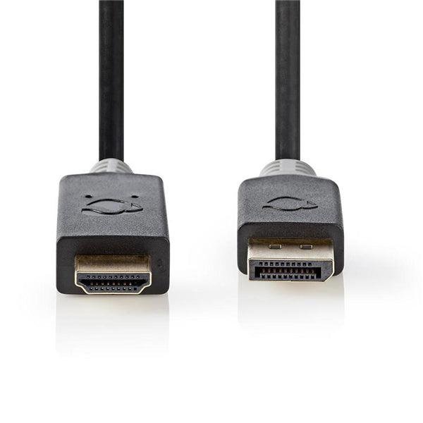 Displayport-Kabel | DisplayPort Stecker | HDMI Stecker | 4K@60Hz | Vergoldet | 2.00 m | rund | PVC | Anthrazit | Plastikbeutel - handy.ch