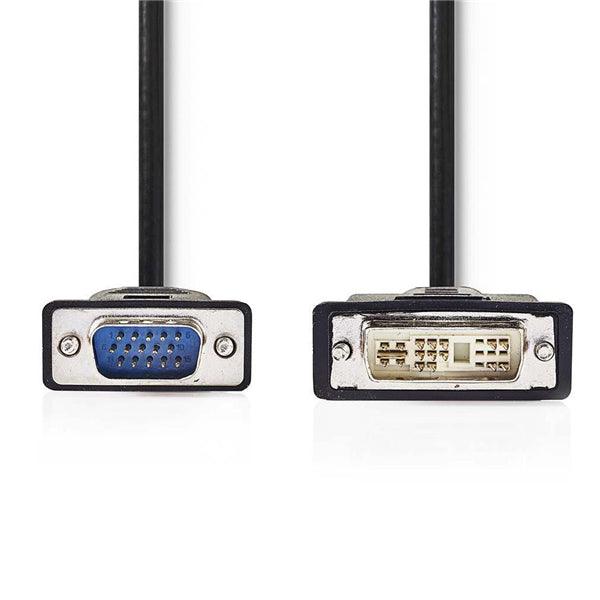 DVI-Kabel | DVI-A 12+5-Pin Stecker | VGA Stecker | 1024x768 | Vernickelt | 2.00 m | Gerade | PVC | Schwarz | Umschlag - handy.ch