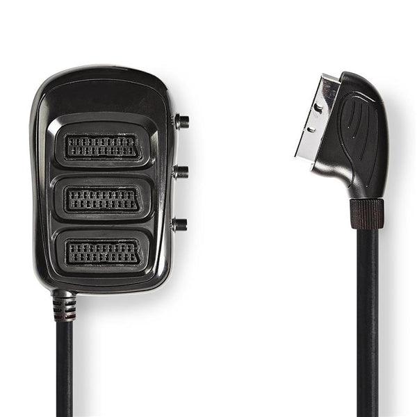 SCART-Schaltbox | SCART Stecker | 3x SCART Buchse | Vernickelt | Maximale Auflösung: 1024x576 | 0.50 m | Rund | PVC | Schwarz | Umschlag - handy.ch