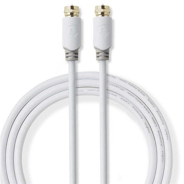Satelliten- und Antennenkabel | F Stecker | F Stecker | Vergoldet | 75 Ohm | Einzeln geschirmt | 2.00 m | Rund | PVC | Weiss | Box - handy.ch