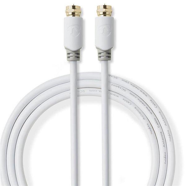Satelliten- und Antennenkabel | F Stecker | F Stecker | Vergoldet | 75 Ohm | Einzeln geschirmt | 1.00 m | Rund | PVC | Weiss | Box - handy.ch
