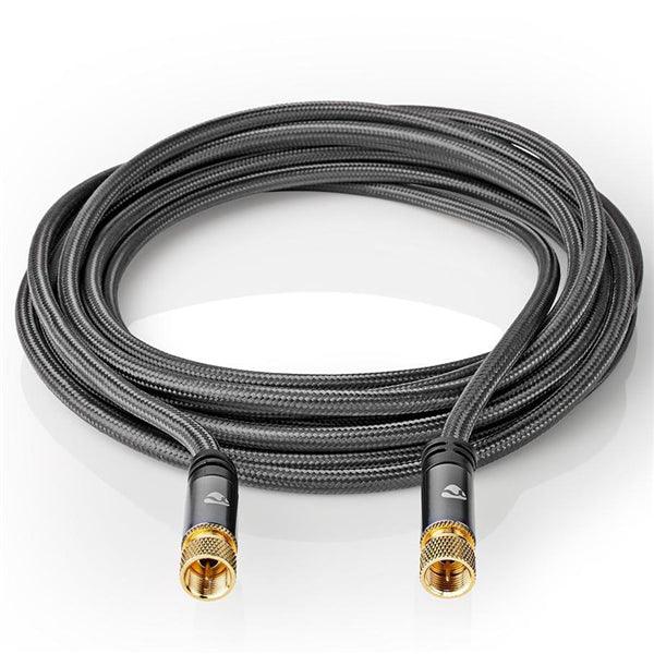 Satelliten- und Antennenkabel | F Stecker | F Stecker | Vergoldet | 75 Ohm | 4-fach geschirmt | 2.00 m | Rund | Baumwolle | Grau / Gun Metal Grau | Verpackung mit Sichtfenster - handy.ch