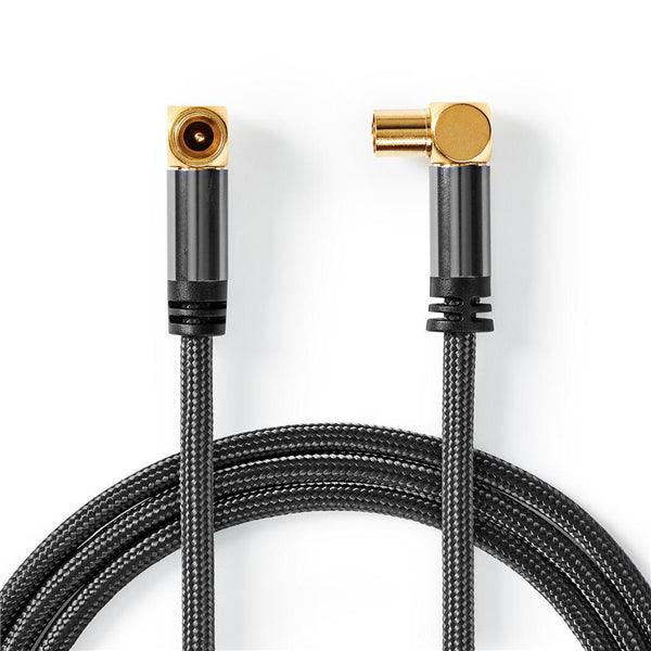 Koaxial Kabel | IEC (Coax) Stecker | IEC (Coax) Buchse | Vergoldet | 75 Ohm | 4-fach geschirmt | 2.00 m | Rund | Baumwolle | Grau / Gun Metal Grau | Verpackung mit Sichtfenster - handy.ch