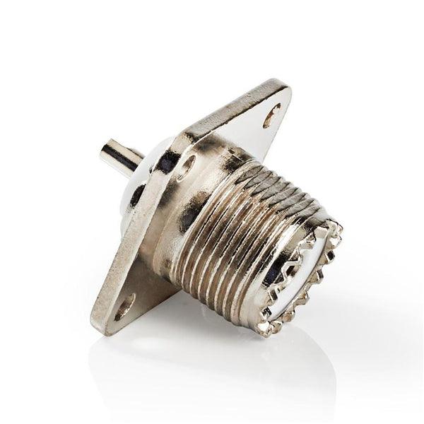 PL259 Stecker | gerade | Buchse | Vernickelt | 75 Ohm | Chassis | Metall | Silber | 25 Stück | Plastikbeutel - handy.ch