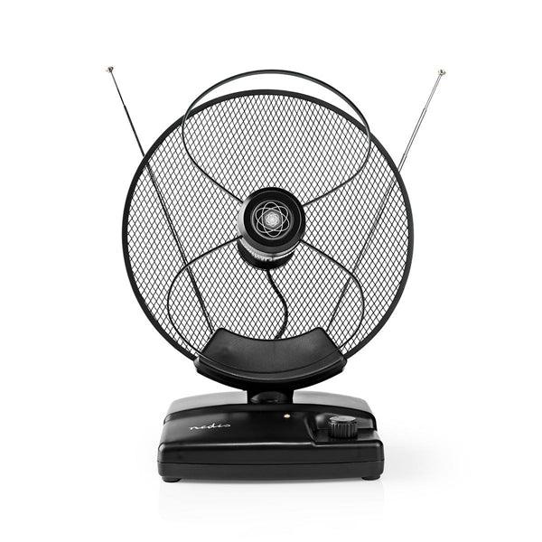 Innenantenne | Aktiv | FM / UHF / VHF | Empfangsbereich: 0-25 km | LTE700 | Verstärkung dBi (bei Antennenkabel): 36 dB | Verstärkungsregelung | ABS | Schwarz - handy.ch