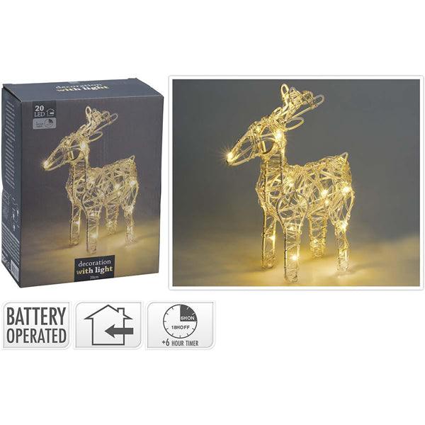 REINDEER ACRYLIC | 20 CM | 20 LED | WARM WHITE - handy.ch