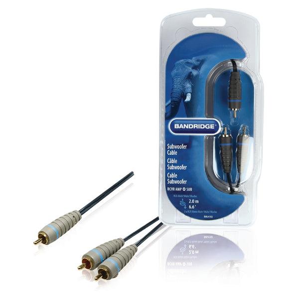 Subwoofer-Audiokabel RCA male - 2x RCA male 2.00 m Blau - handy.ch