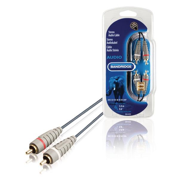 Stereo-Audiokabel 2x RCA male - 2x RCA male 3.00 m Blau - handy.ch