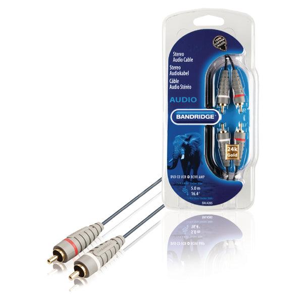 Stereo-Audiokabel 2x RCA male - 2x RCA male 5.00 m Blau - handy.ch