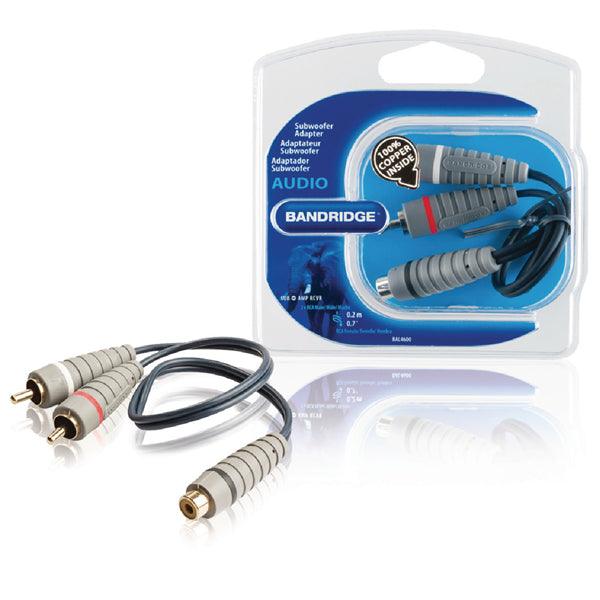 Subwoofer-Audiokabel 2x RCA male - RCA female 0.20 m Blau - handy.ch