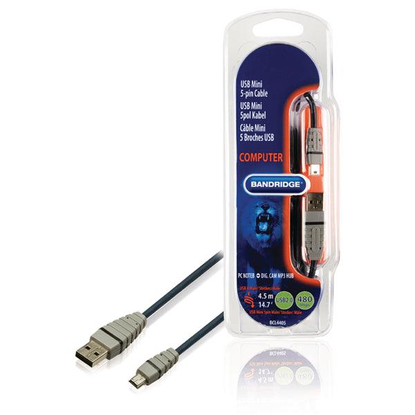 USB 2.0 Kabel USB A male - Mini 5-pol male rund 4.50 m Blau - handy.ch