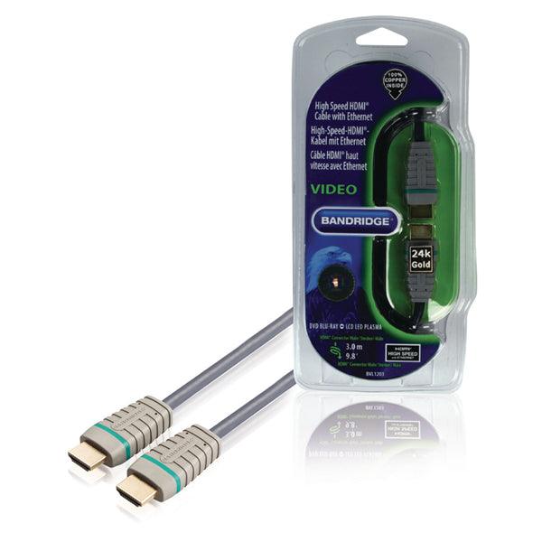 High Speed HDMI Kabel mit Ethernet HDMI Anschluss - HDMI Anschluss 3.00 m Blau - handy.ch